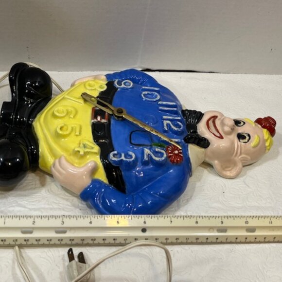 VTG Hand Painted Ceramic Wall Clown Working Clock Decor 13"x9.5" - Picture 15 of 16